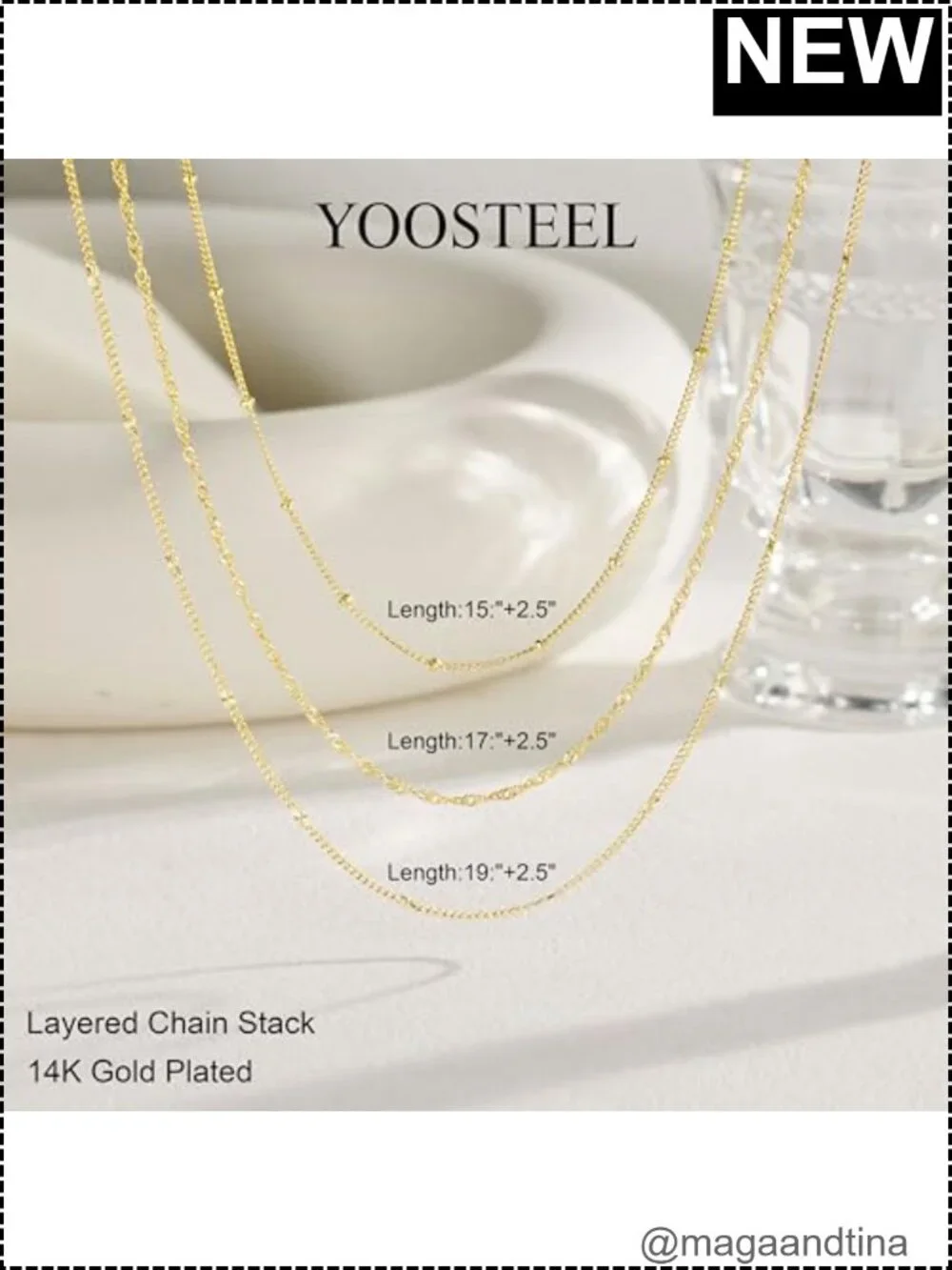 Layered 14k Gold Plated Necklace Set for Women Stack Jewelry